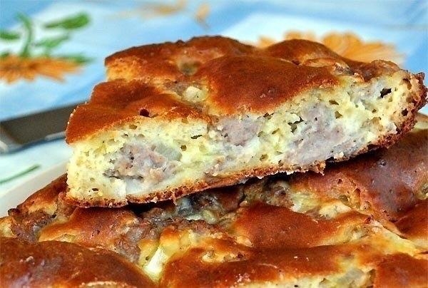 Рецепт: Пирог с мясом &laquo;Легче не бывает&raquo;
