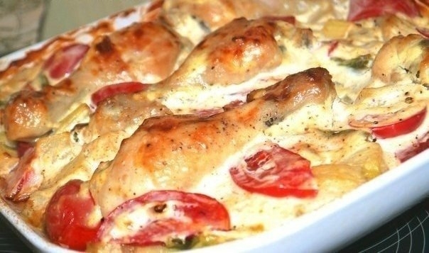 Рецепт: Курица с овощами в сметанном соусе Рецепт: Курица с овощами в сметанном соусе