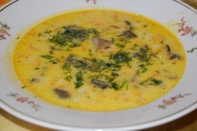 Рецепт: Грибной суп с плавленым сырком