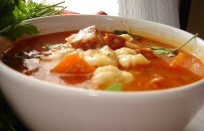 Рецепт: Суп фасолевый с домашними галушками Рецепт: Суп фасолевый с домашними галушками