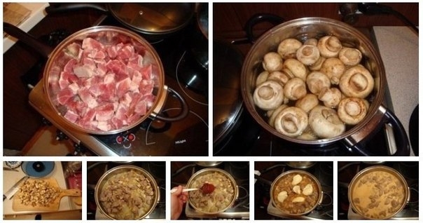 Рецепт: Мясо в сырном соусе Рецепт: Мясо в сырном соусе