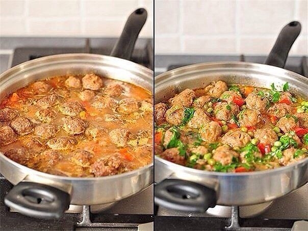 Рецепт: Обалденное овощное рагу с фрикадельками.