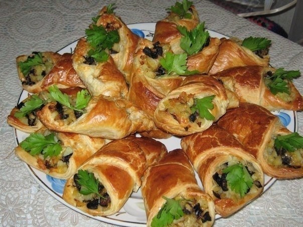 Рецепт: Грибные кулечки Рецепт: Грибные кулечки