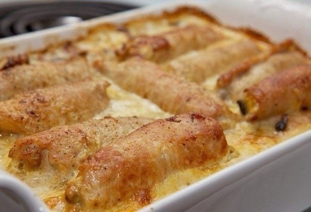 Вкусные рулеты из свинины с грибами