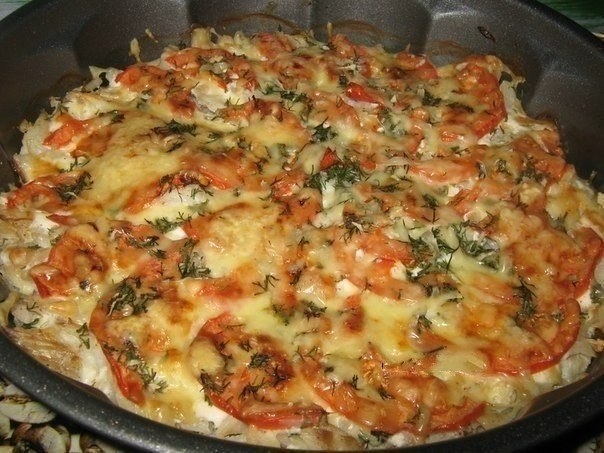 Рыба запечённая с помидорами и сыром рецепт