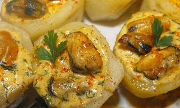 Картофельная закуска с мидиями