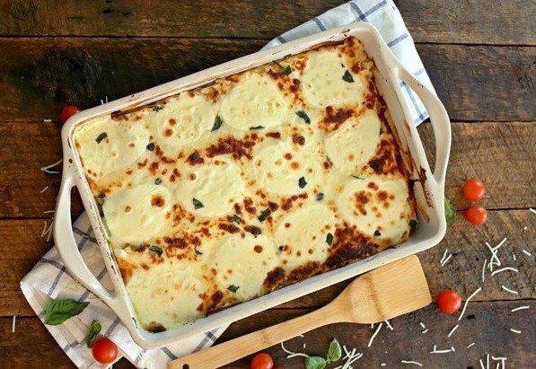 Сливочная лазанья - капрезе с курицей
