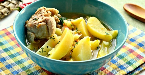 Тушёный картофель с куриным мясом