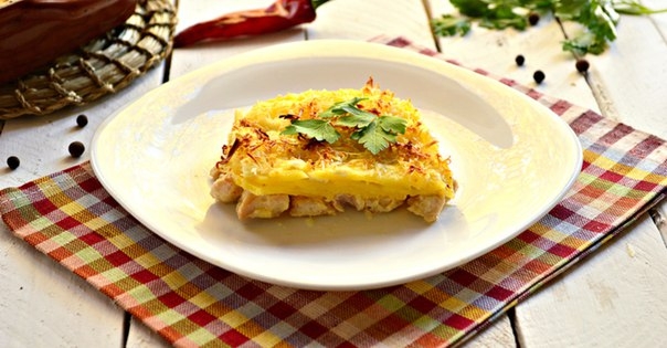Запеканка из куриной грудки с картофелем