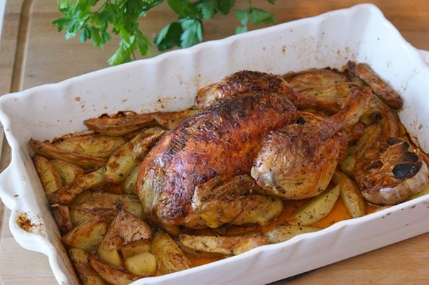 Курица с чоризо и картофелем