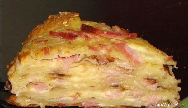 Закусочный сырный торт с ветчиной
