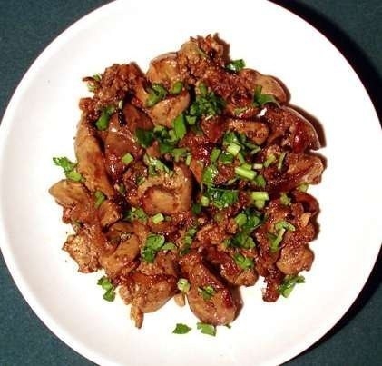 Печень, жареная с грибами