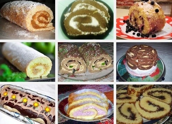 Девять рецептов вкуснейших домашних бисквитных рулетов !!! Девять рецептов вкуснейших домашних бисквитных рулетов !!!