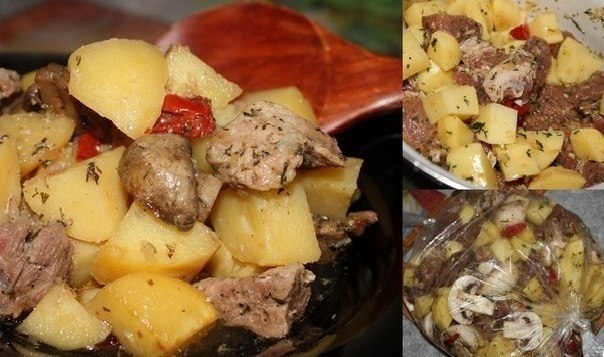 Мясо с картофелем в "рукаве"
