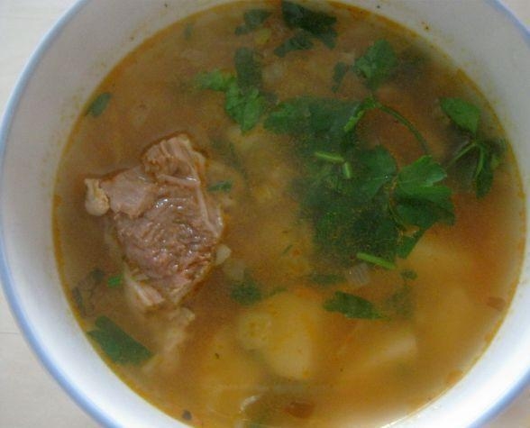 Рисовый суп с мясом.