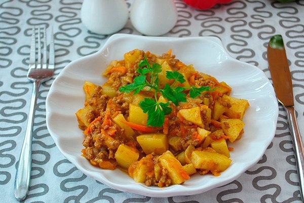 Рагу с фаршем говядины.