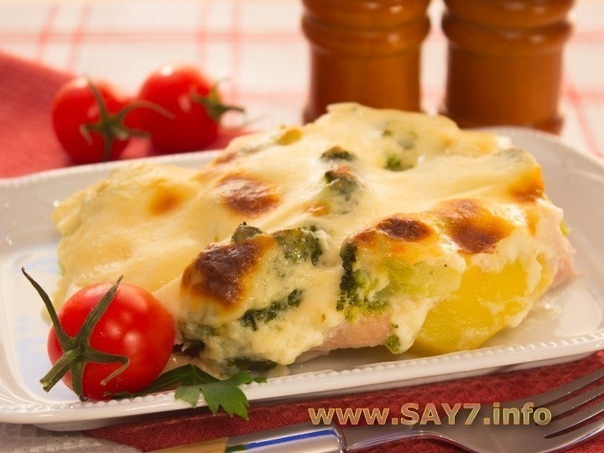 Запеканка с индейкой брокколи и картофелем. Запеканка с индейкой брокколи и картофелем.