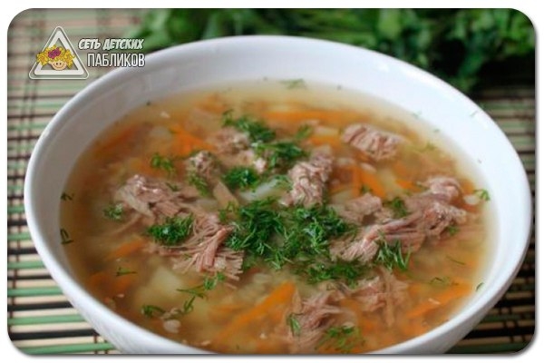 Суп с гречневой крупой и мясом.