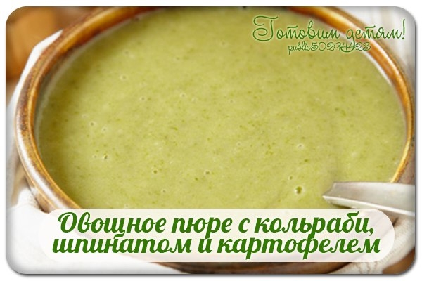 Овощное пюре с кольраби, шпинатом и картофелем