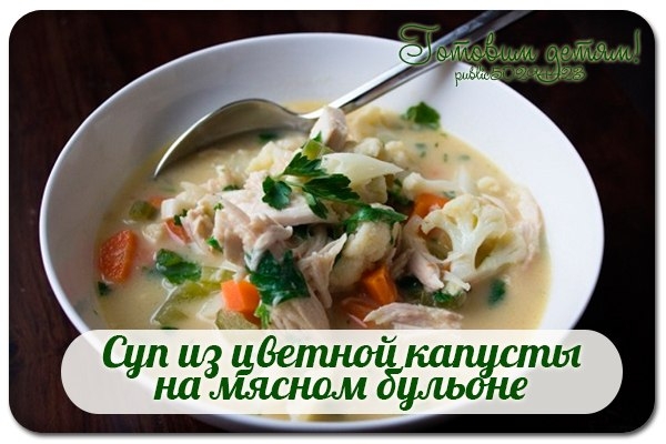 Суп из цветной капусты на мясном бульоне. Суп из цветной капусты на мясном бульоне.