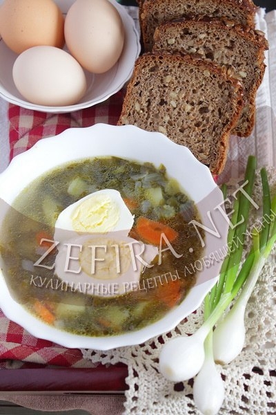 ЗЕЛЕНЫЙ БОРЩ СО ЩАВЕЛЕМ БЕЗ МЯСА