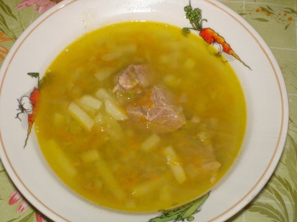 Детский суп с зелёным горохом