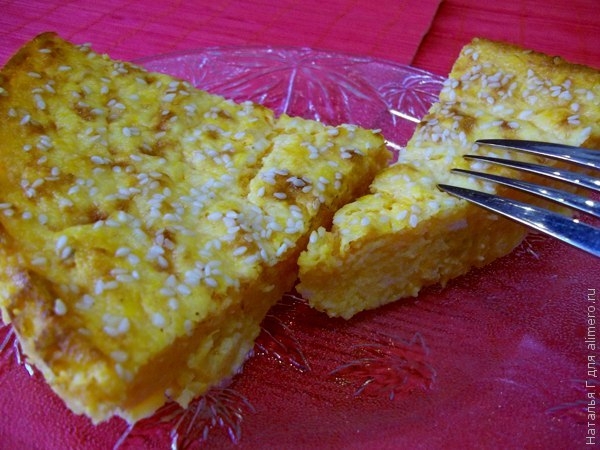 Тыквенная запеканка с творогом и манной кашей