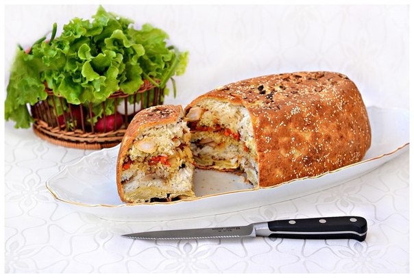Пирог с рисом и курицей.