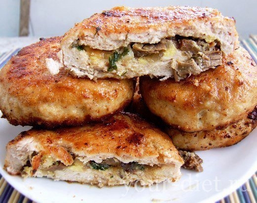 ЗРАЗЫ ИЗ КУРИНОЙ ГУРДКИ С ГРИБАМИ