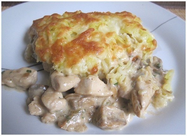 НЕЖНАЯ КУРИЦА С ГРИБАМИ, ЗАПЕЧЕННАЯ ПОД КАРТОФЕЛЕМ