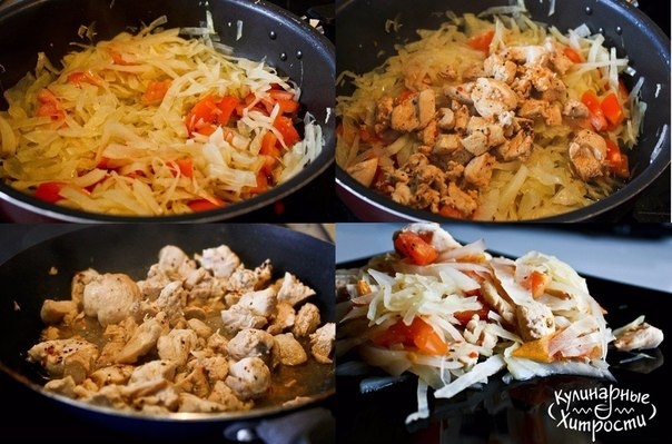 ТУШЕНАЯ КАПУСТА С ТОМАТАМИ И КУРИЦЕЙ