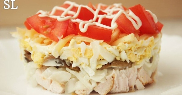 Салат "Любимый" с курицей и грибами