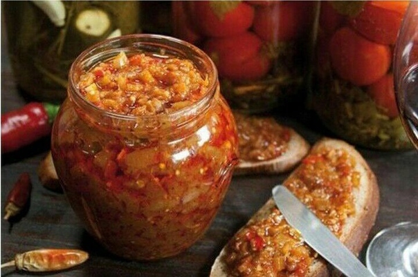 Овощная икра из баклажанов и перца