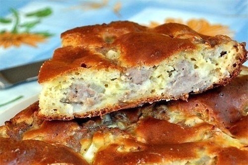 Быстрый мясной пирог на кефире