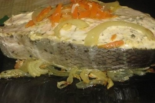 Семга на овощах в духовке Семга на овощах в духовке