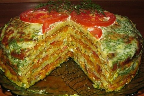Капустный тортик с мясным фаршем