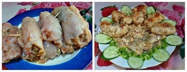 "Куриные рулетики с грибами и сыром"