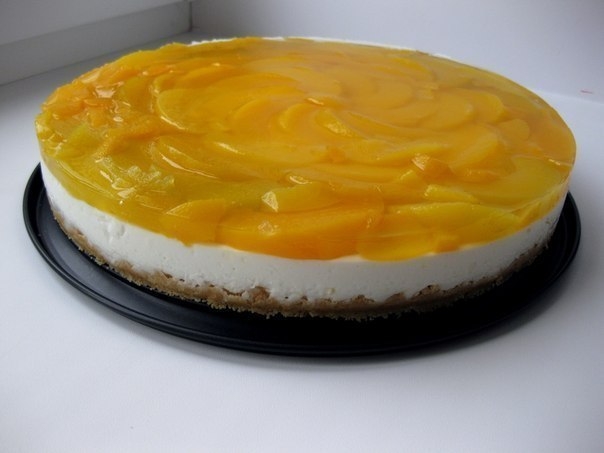 Творожный чизкейк с персиками (без выпечки).