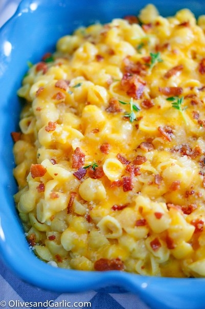 Макароны с сыром и тыквой.