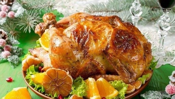 АППЕТИТИТНАЯ КУРИЦА, ФАРШИРОВАННАЯ АПЕЛЬСИНАМИ