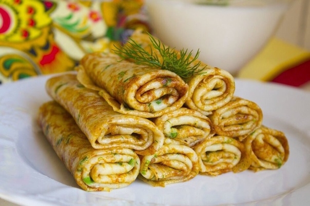 Вкуснейшие блины с сыром и зеленью