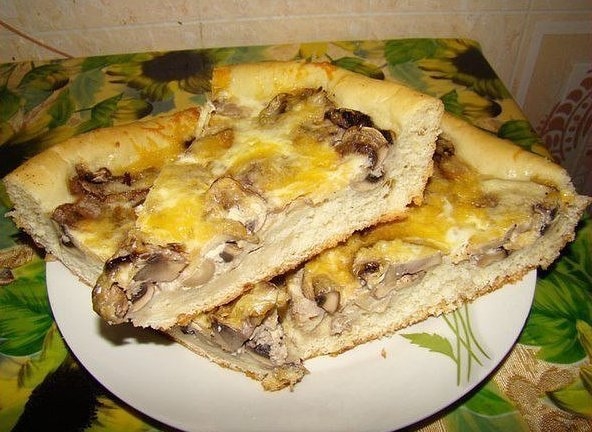 СЫТНАЯ ГРИБНАЯ ПИЦЦА-ПИРОГ