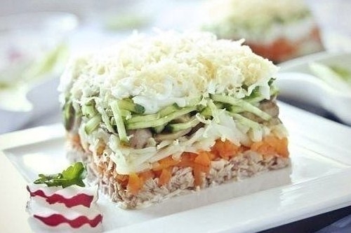 Салат «Лисья шуба» с грибами