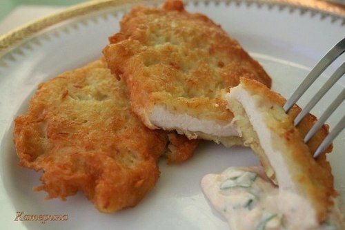 Отбивные из куриных грудок в картофельном кляре