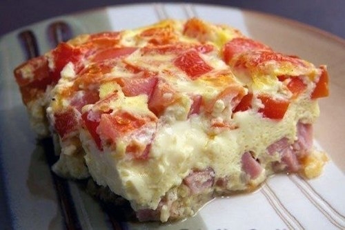 Пышный омлет с ветчиной в духовке