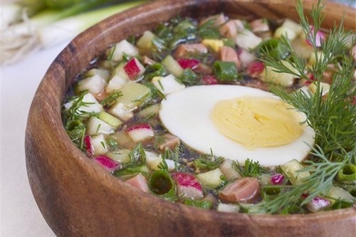 Окрошка с колбасой на пиве