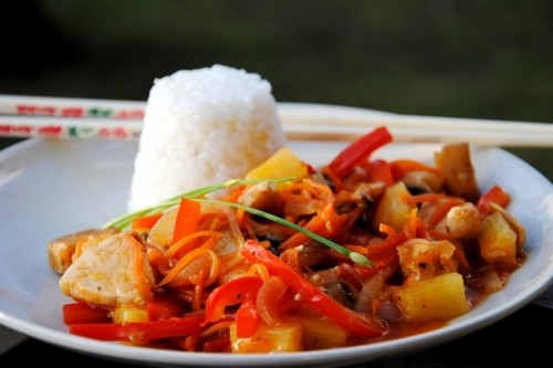 Овощи тушеные с индейкой в мультиварке