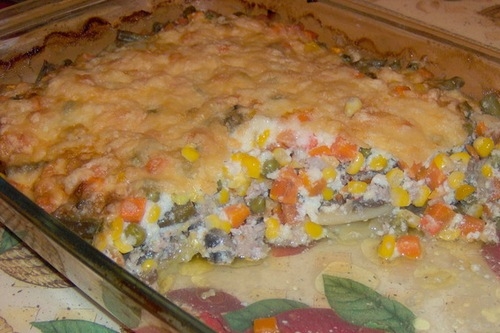 Овощи запеченные с фаршем