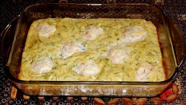 Запеканка из кабачков с мясными фрикадельками