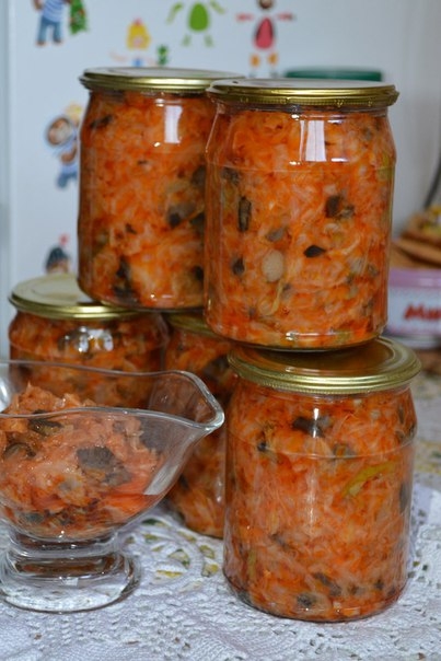 Салат на зиму из капусты и грибов!